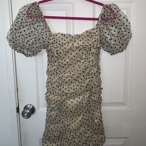Cream Polka Dot dress fits like a 6